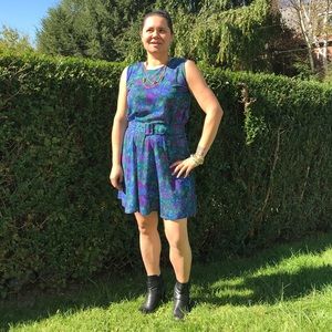 Vintage Jewel Tone Floral Dress